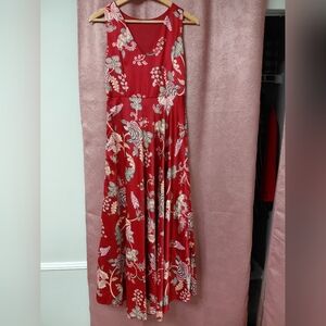 A N D Burgundy Green Lavender Floral Maxi Dress Pretty Delicate Whimsical